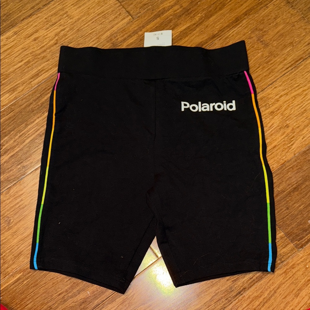 Polaroid Black Shorts with Colorful Side Stripes